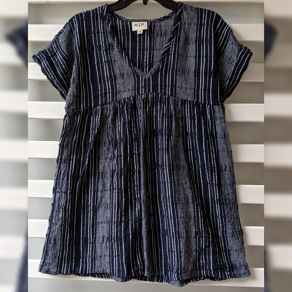 H.I.P. Blue and White Striped Blouse - XS